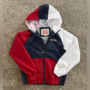 Levi's Navy & White Colorblock Hooded Windbreaker (Kids)